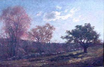 Charles Furneaux Landscape with a Stone Wall, oil painting of Melrose, Massachusetts by Charles Furneaux oil painting image